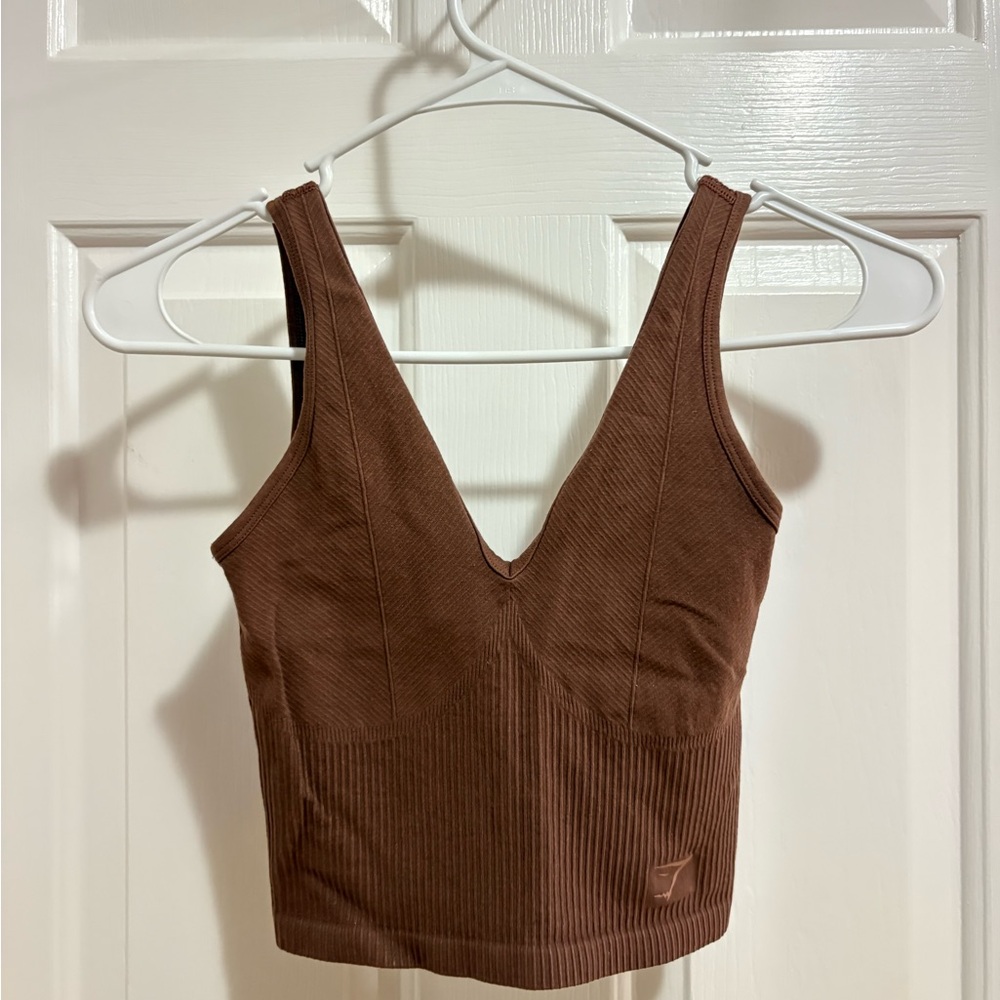 Gymshark Brown Ribbed Crop Top S